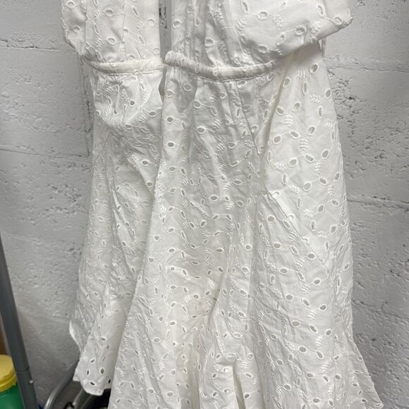 White Halter Dress with Eyelet Design - Baby Doll Dress - Size Medium - No Tags - Picture 2 of 5